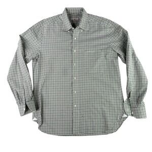 Luciano Barbera Button Down Shirt Mens XL Green Gingham Check Long Sleeve Italy